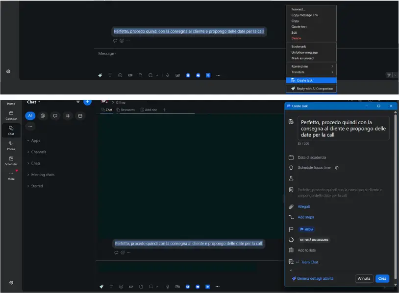 Come creare task dalla Zoom Chat 